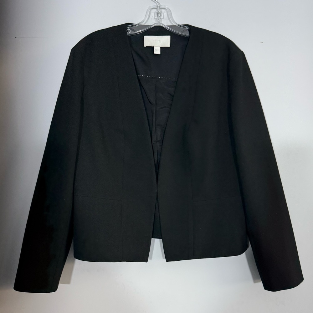 HUGO BOSS Women's Boss Jemida Jacket Blazer In Black US 12 Collarless Wool Blend - Picture 12 of 16